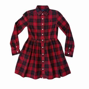 Polo Ralph Lauren Red Tartan Plaid Dress Girls 12